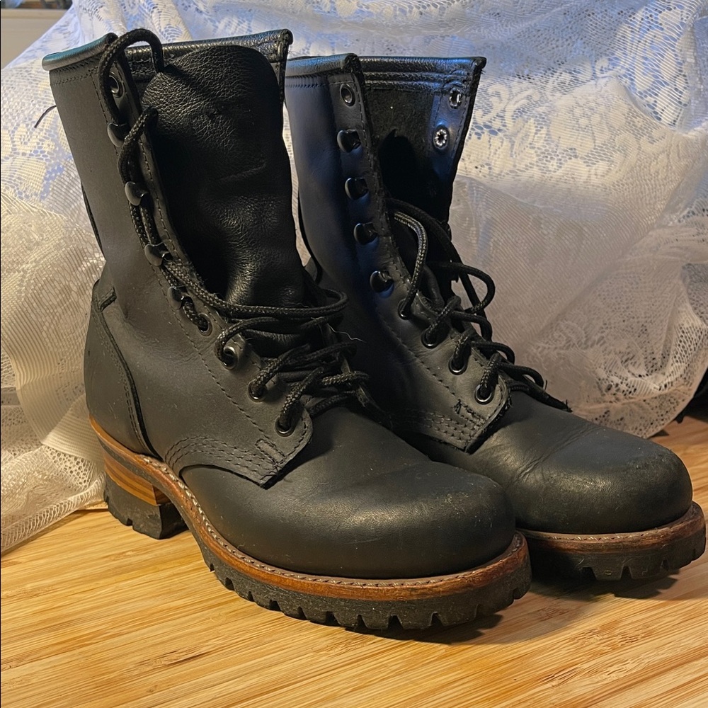 Frye 8 G Loggers Black Leather